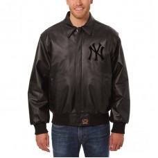 Кожаная куртка New York Yankees JH Design Tonal - Black