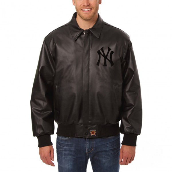 Кожаная куртка New York Yankees JH Design Tonal - Black