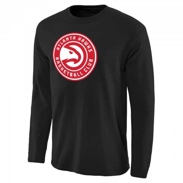 Футболка с длинным рукавом Atlanta Hawks Black Primary Logo
