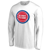 Detroit Pistons White Primary Logo Long Sleeve T-Shirt