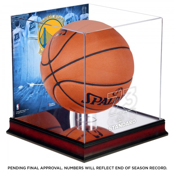 Golden State Warriors Fanatics Authentic Record Breaking Season Logo Mahogany Basketball Display Case with Sublimated Collage