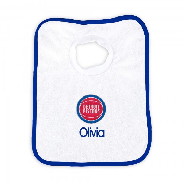 Именной слюнявчик Detroit Pistons Newborn & Infant - White
