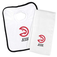Именной слюнявчик и салфетка - слюнявчик Atlanta Hawks Newborn & Infant - White