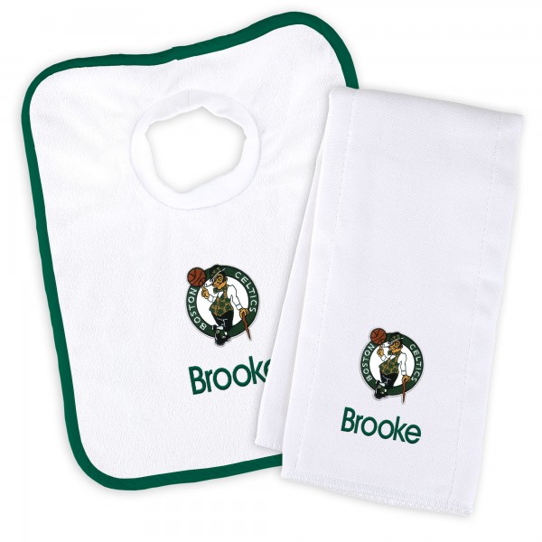Именной слюнявчик и салфетка - слюнявчик Boston Celtics Newborn & Infant - White