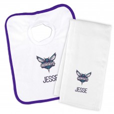 Именной слюнявчик и салфетка - слюнявчик Charlotte Hornets Newborn & Infant - White