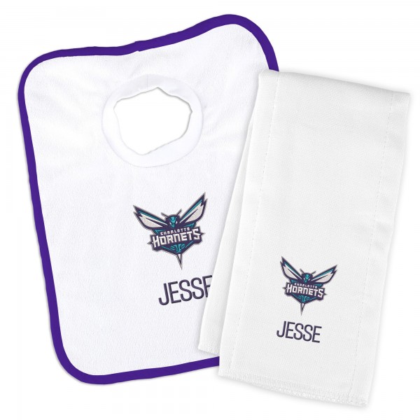 Именной слюнявчик и салфетка - слюнявчик Charlotte Hornets Newborn & Infant - White