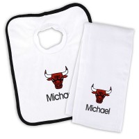 Именной слюнявчик и салфетка - слюнявчик Chicago Bulls Newborn & Infant - White
