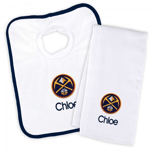 Именной слюнявчик и салфетка - слюнявчик Denver Nuggets Newborn & Infant - White