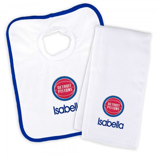 Именной слюнявчик и салфетка - слюнявчик Detroit Pistons Newborn & Infant - White