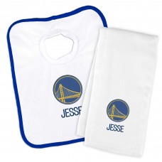 Golden State Warriors Newborn & Infant Personalized Bib & Burp Cloth Set - White
