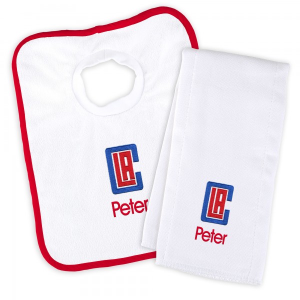 Именной слюнявчик и салфетка - слюнявчик LA Clippers Newborn & Infant - White