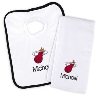Именной слюнявчик и салфетка - слюнявчик Miami Heat Newborn & Infant - White