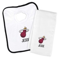 Именной слюнявчик и салфетка - слюнявчик Miami Heat Newborn & Infant - White