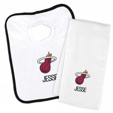 Именной слюнявчик и салфетка - слюнявчик Miami Heat Newborn & Infant - White