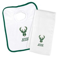 Именной слюнявчик и салфетка - слюнявчик Milwaukee Bucks Newborn & Infant - White