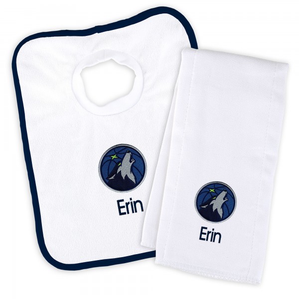 Именной слюнявчик и салфетка - слюнявчик Minnesota Timberwolves Newborn & Infant - White