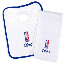 Newborn & Малышам NBA White Personalized Bib & Burp Cloth Set