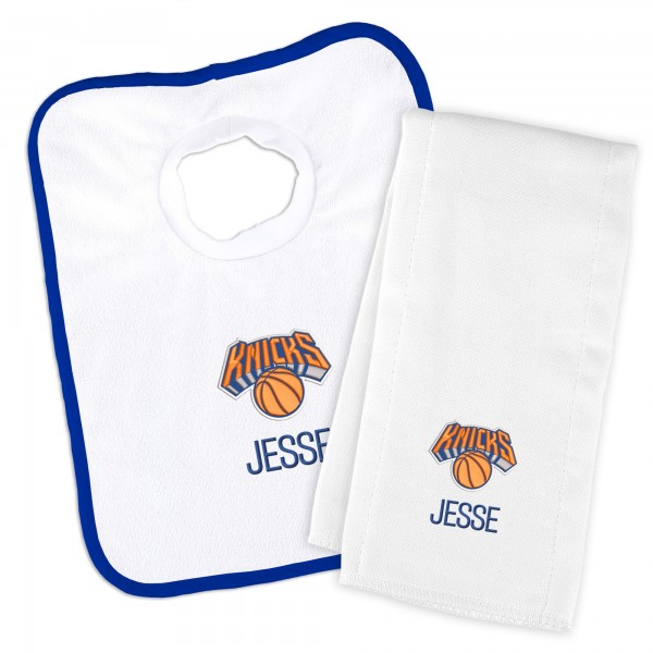 Именной слюнявчик и салфетка - слюнявчик New York Knicks Newborn & Infant - White