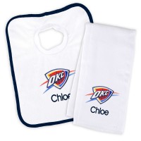 Newborn & Infant Oklahoma City Thunder White Personalized Bib & Burp Cloth Set