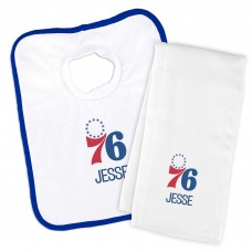 Newborn & Малышам Philadelphia 76ers White Personalized Bib & Burp Cloth Set