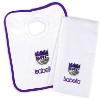 Именной слюнявчик и салфетка - слюнявчик Sacramento Kings Newborn & Infant - White