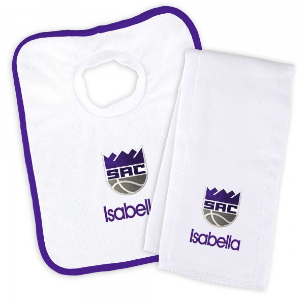Именной слюнявчик и салфетка - слюнявчик Sacramento Kings Newborn & Infant - White