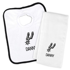 Детская Именная San Antonio Spurs White Bib & Burp Cloth Set