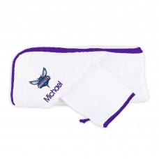 Именное полотенце с капюшоном и рукавица Charlotte Hornets Infant - White