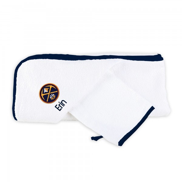 Именное полотенце с капюшоном и рукавица Denver Nuggets Infant - White