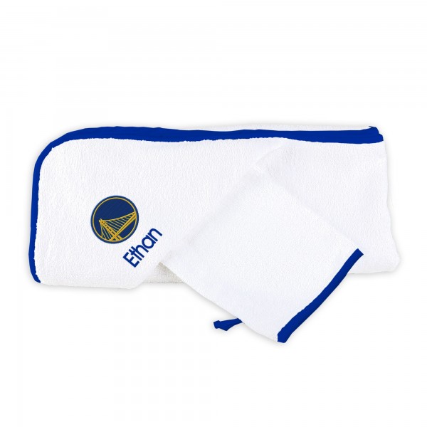 Golden State Warriors Infant Personalized Hooded Towel & Mitt Set - White