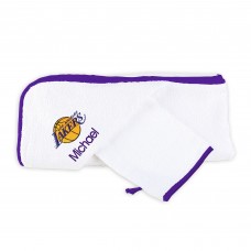 Именное полотенце с капюшоном и рукавица Los Angeles Lakers Infant - White