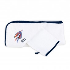 Infant Oklahoma City Thunder White Personalized Hooded Towel & Mitt Set