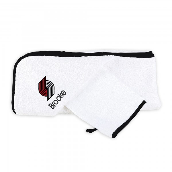 Именное полотенце с капюшоном и рукавица Portland Trail Blazers Infant - White