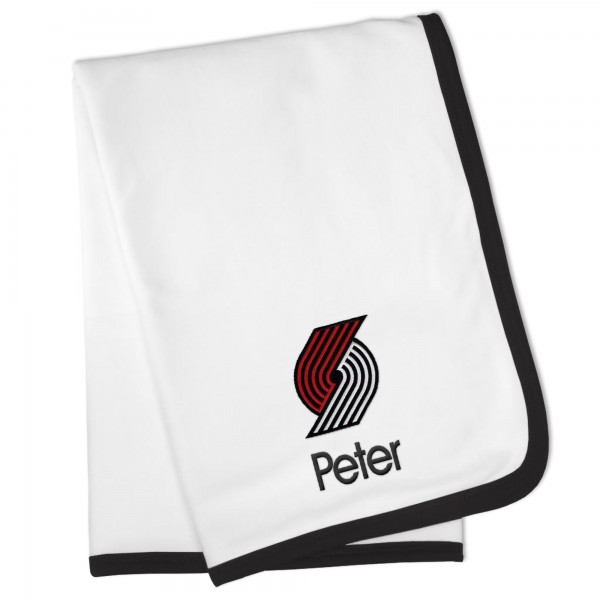 Именное детское одеяло Portland Trail Blazers Baby - White