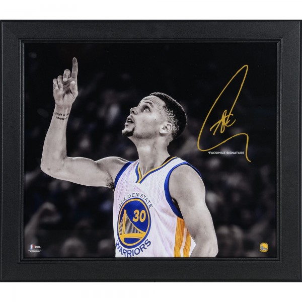 Golden State Warriors Stephen Curry Framed 15 x 17 Pointing Spotlight Photograph with Facsimile Signature