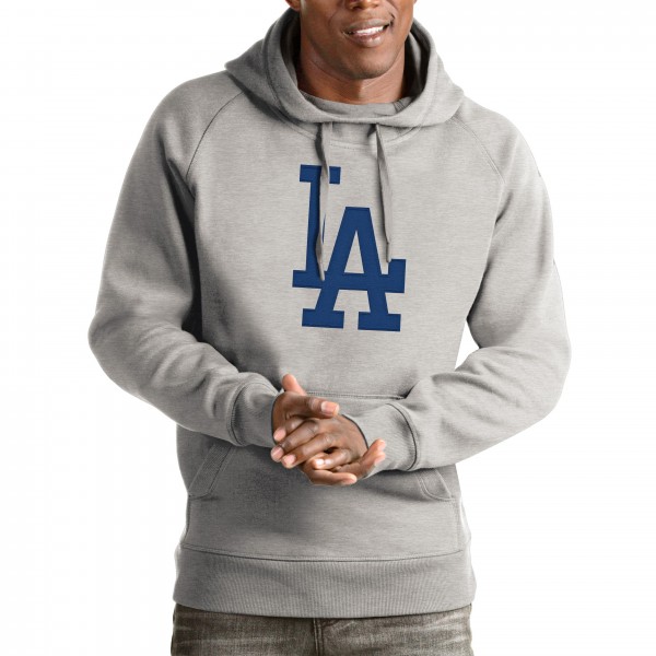 Los Angeles Dodgers Antigua Heathered Gray Victory Pullover Hoodie