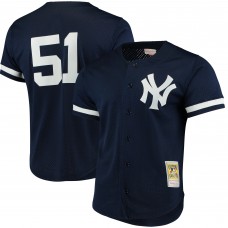 New York Yankees Bernie Williams Mitchell & Ness Navy Cooperstown Collection Mesh Batting Practice Button-Up Jersey