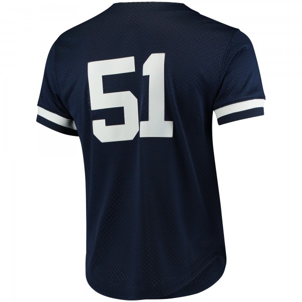New York Yankees Bernie Williams Mitchell & Ness Navy Cooperstown Collection Mesh Batting Practice Button-Up Jersey