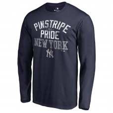 New York Yankees Navy Hometown Collection Pinstripe Pride Long Sleeve T-Shirt