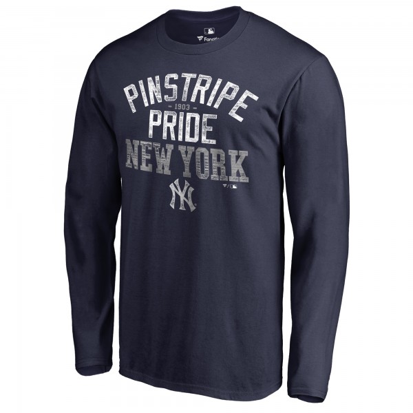 New York Yankees Navy Hometown Collection Pinstripe Pride Long Sleeve T-Shirt