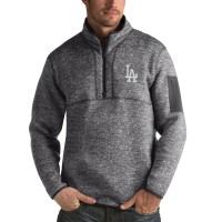 Los Angeles Dodgers Antigua Heathered Charcoal Fortune Half-Zip Sweater