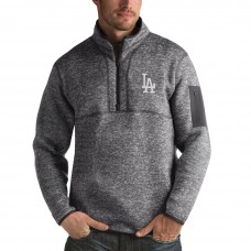 Los Angeles Dodgers Antigua Heathered Charcoal Fortune Half-Zip Sweater