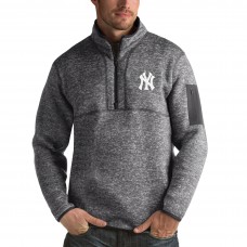 New York Yankees Antigua Heathered Charcoal Fortune Half-Zip Sweater