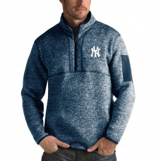 New York Yankees Antigua Heathered Navy Fortune Half-Zip Sweater
