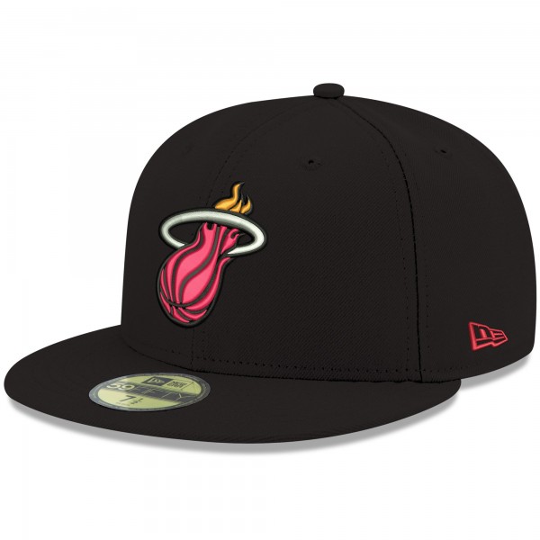Miami Heat New Era Black Official Team Color 59FIFTY Fitted Hat