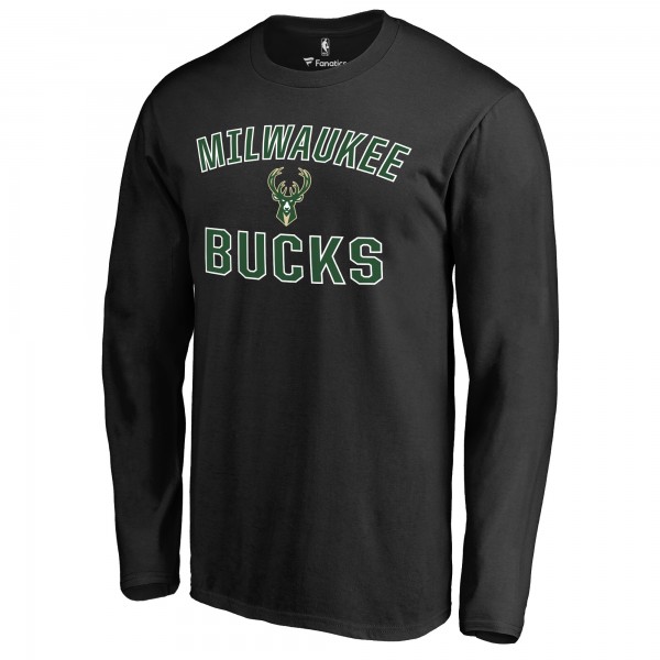 Milwaukee Bucks Black Victory Arch Long Sleeve T-Shirt