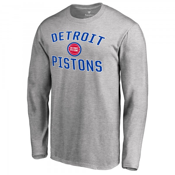 Detroit Pistons Ash Victory Arch Long Sleeve T-Shirt