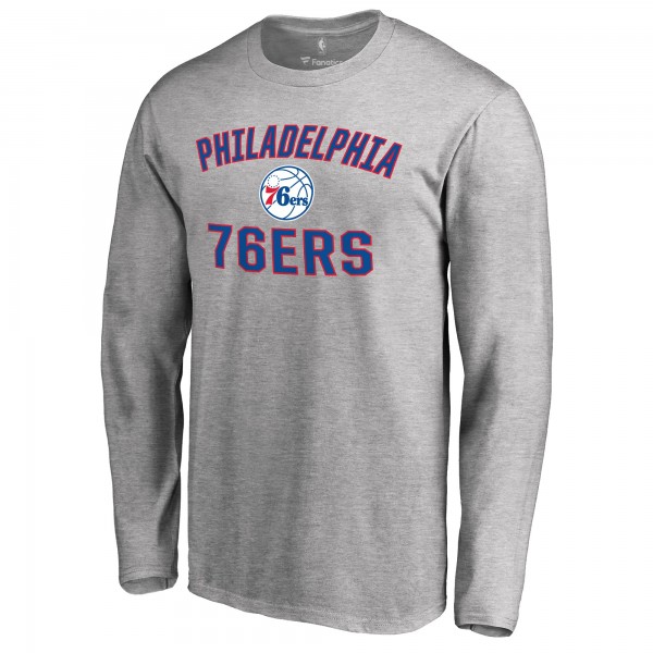 Philadelphia 76ers Ash Victory Arch Long Sleeve T-Shirt