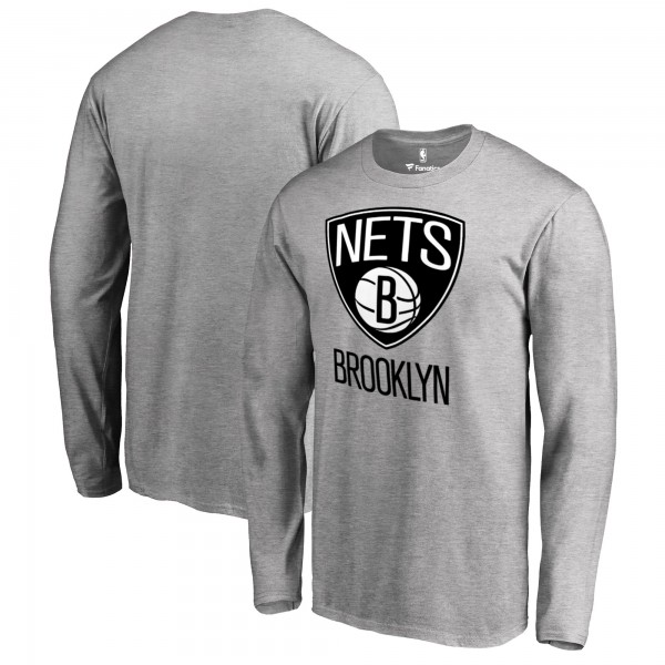 Футболка с длинным рукавом Brooklyn Nets Primary Logo - Heather Gray