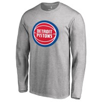 Detroit Pistons Heather Gray Primary Logo Long Sleeve T-Shirt